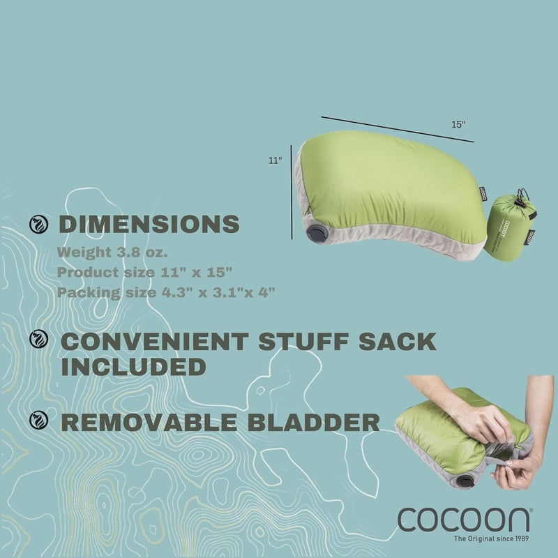 Cocoon - Premium - Ultralight Inflatable AirCore Shaped Pillow - Washable Travel Air Pillows for Camping, Hiking, Backpacking (Regular 11" x 15") - Image 5